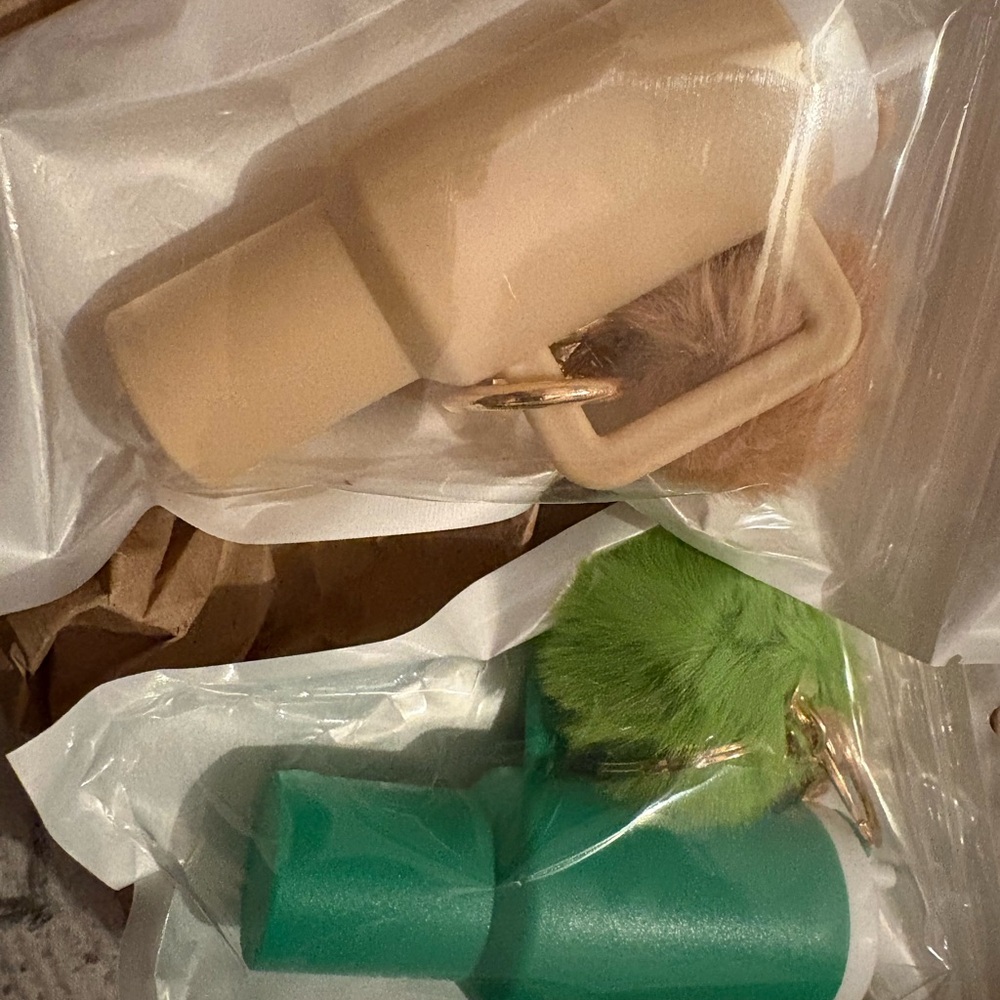 Beige and Green Water bottle keychain/Bagcharn- bundle of 2‎